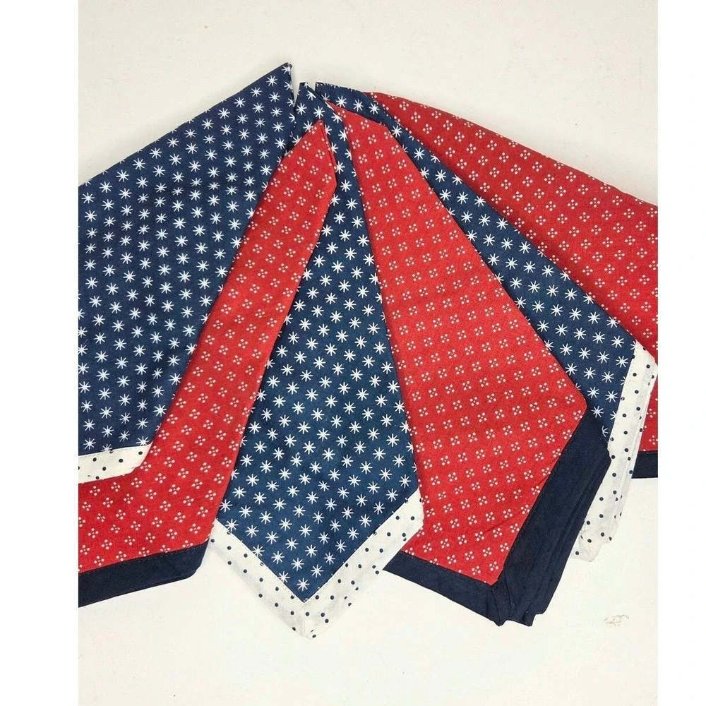 Red White And Blue Star And Polka Dots Napkins July‎ 4 Patriotic Crafts Set of 6